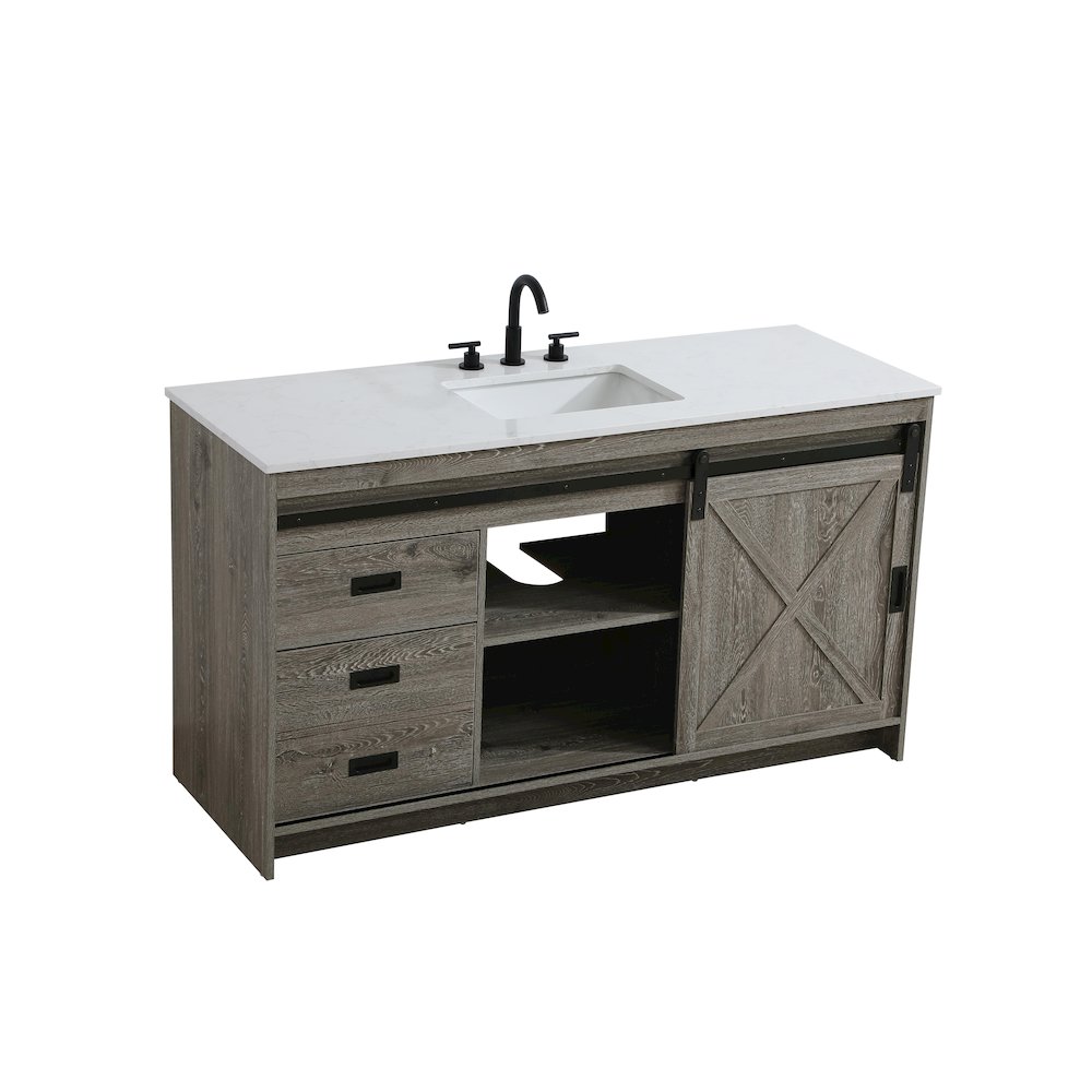Austin 60 Inch Single Bathroom Vanity In Rustic Grey. Picture 8