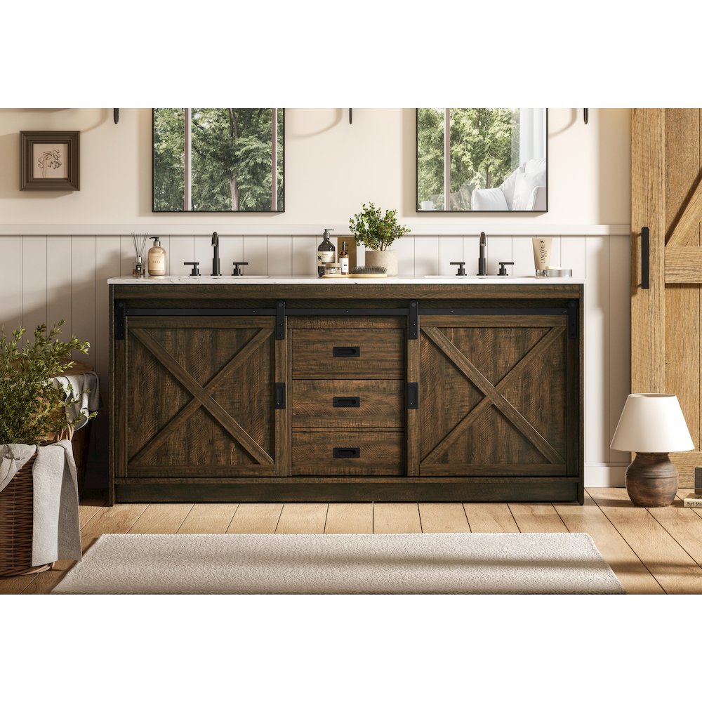 Austin 72 Inch Double Bathroom Vanity In Expresso. Picture 2