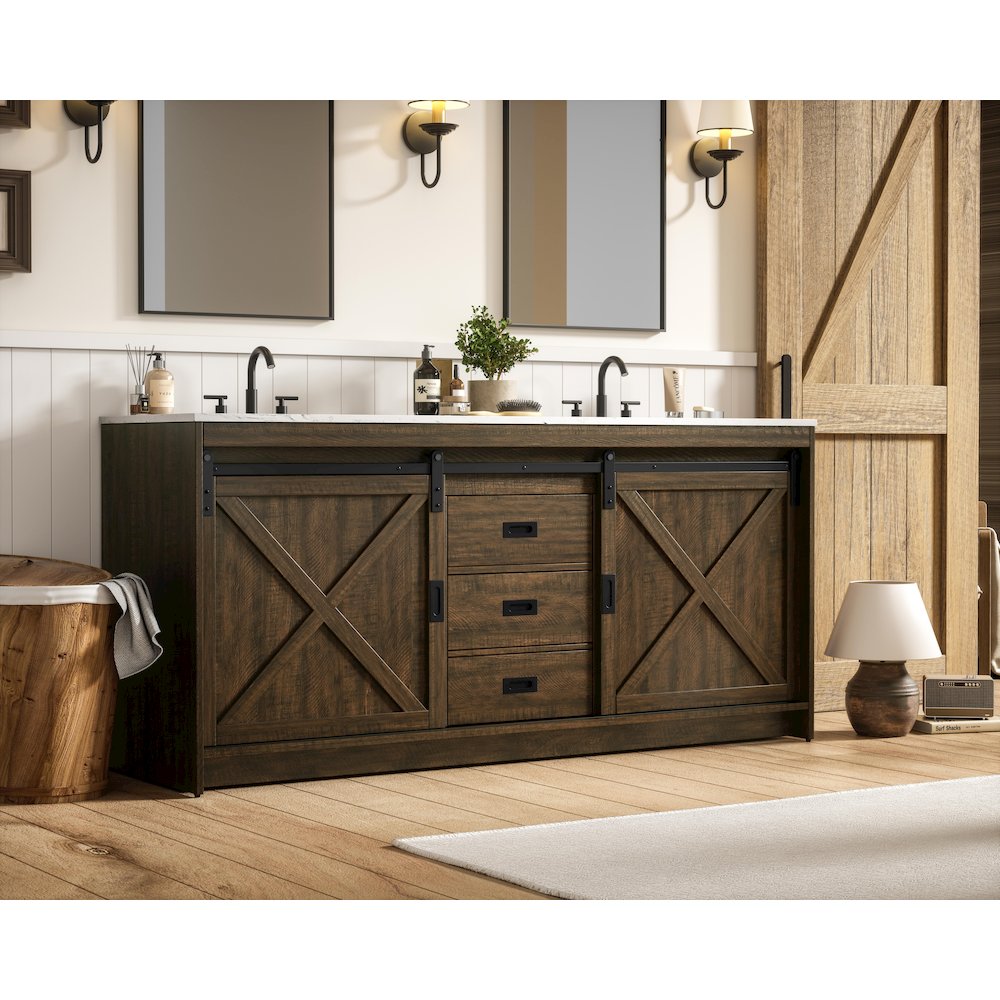 Austin 72 Inch Double Bathroom Vanity In Expresso. Picture 3