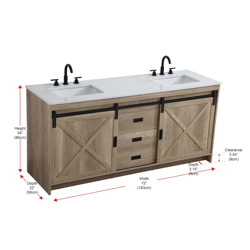 Austin 72 Inch Double Bathroom Vanity In Natural Oak. Picture 15