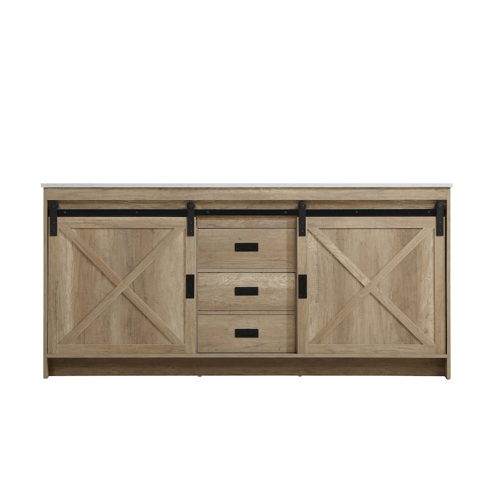 Austin 72 Inch Double Bathroom Vanity In Natural Oak. Picture 5