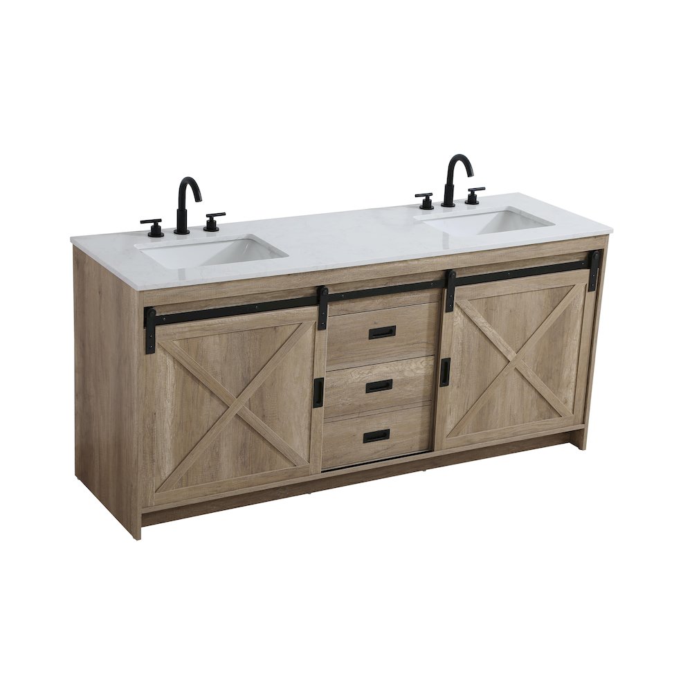 Austin 72 Inch Double Bathroom Vanity In Natural Oak. Picture 6