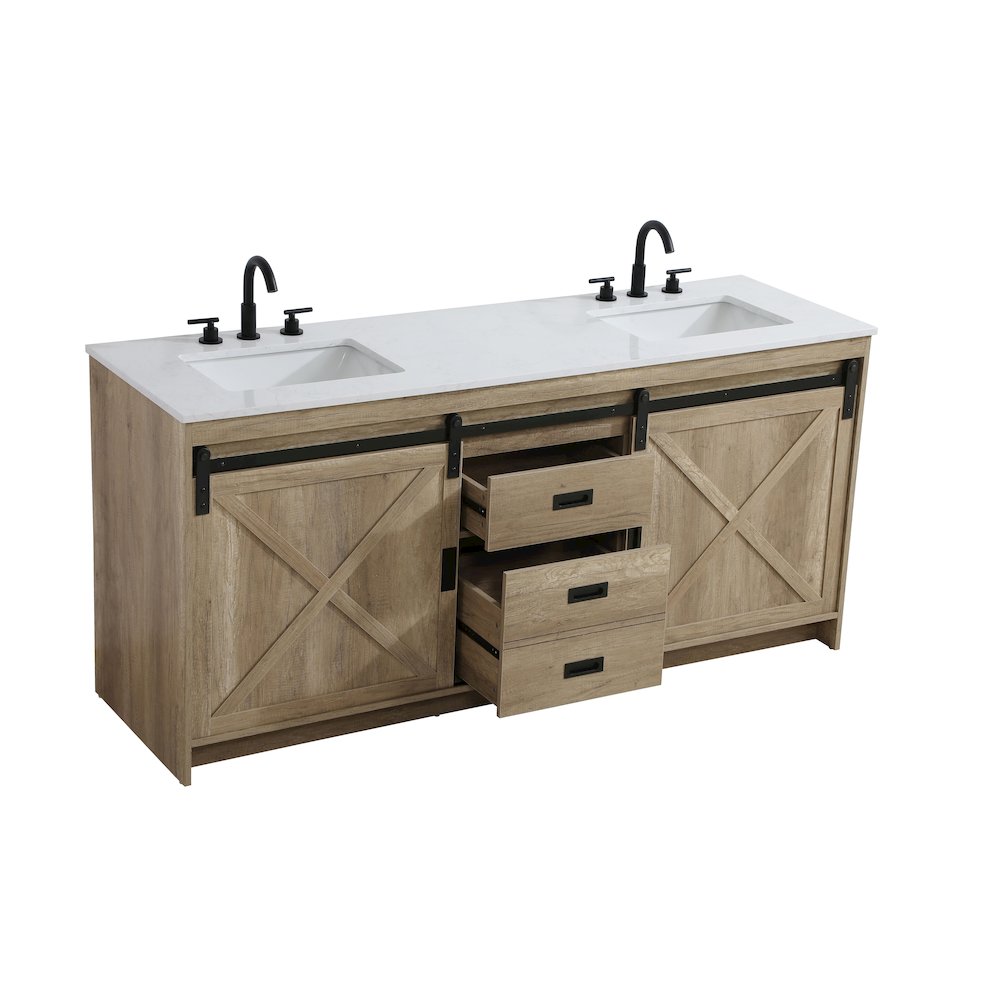 Austin 72 Inch Double Bathroom Vanity In Natural Oak. Picture 7
