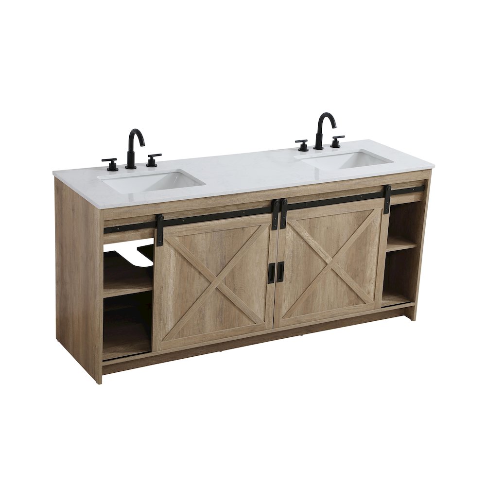 Austin 72 Inch Double Bathroom Vanity In Natural Oak. Picture 8