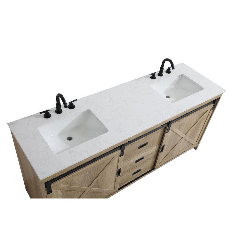 Austin 72 Inch Double Bathroom Vanity In Natural Oak. Picture 9