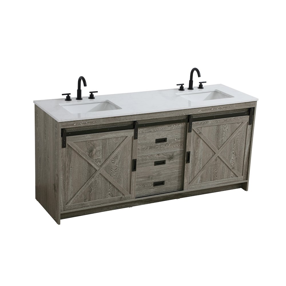 Austin 72 Inch Double Bathroom Vanity In Rustic Grey. Picture 6