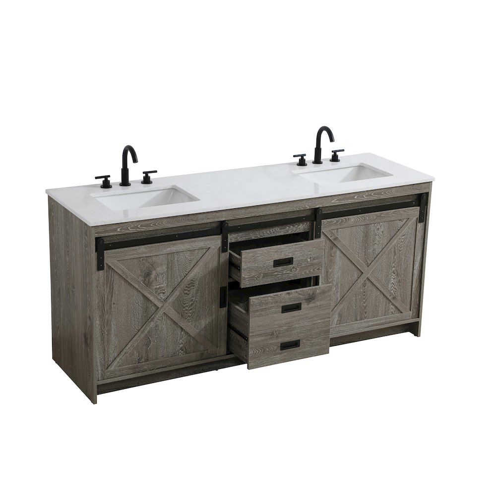 Austin 72 Inch Double Bathroom Vanity In Rustic Grey. Picture 7