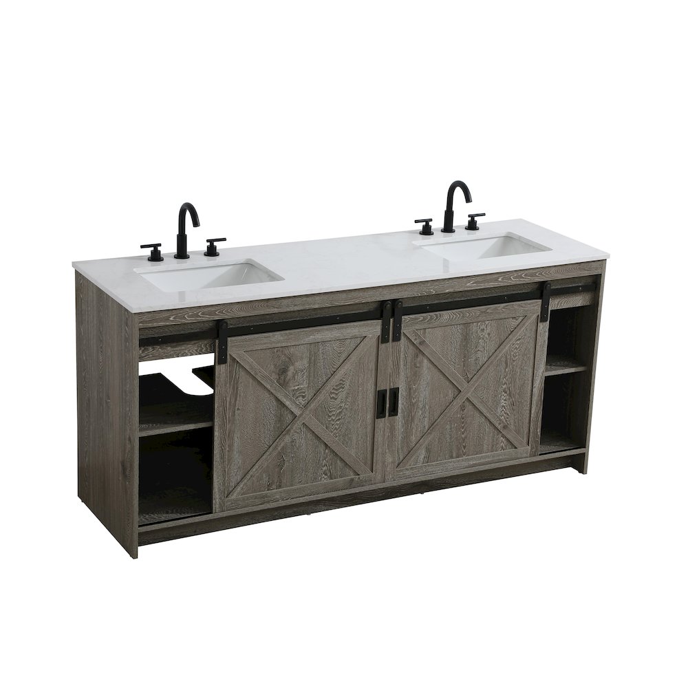 Austin 72 Inch Double Bathroom Vanity In Rustic Grey. Picture 8