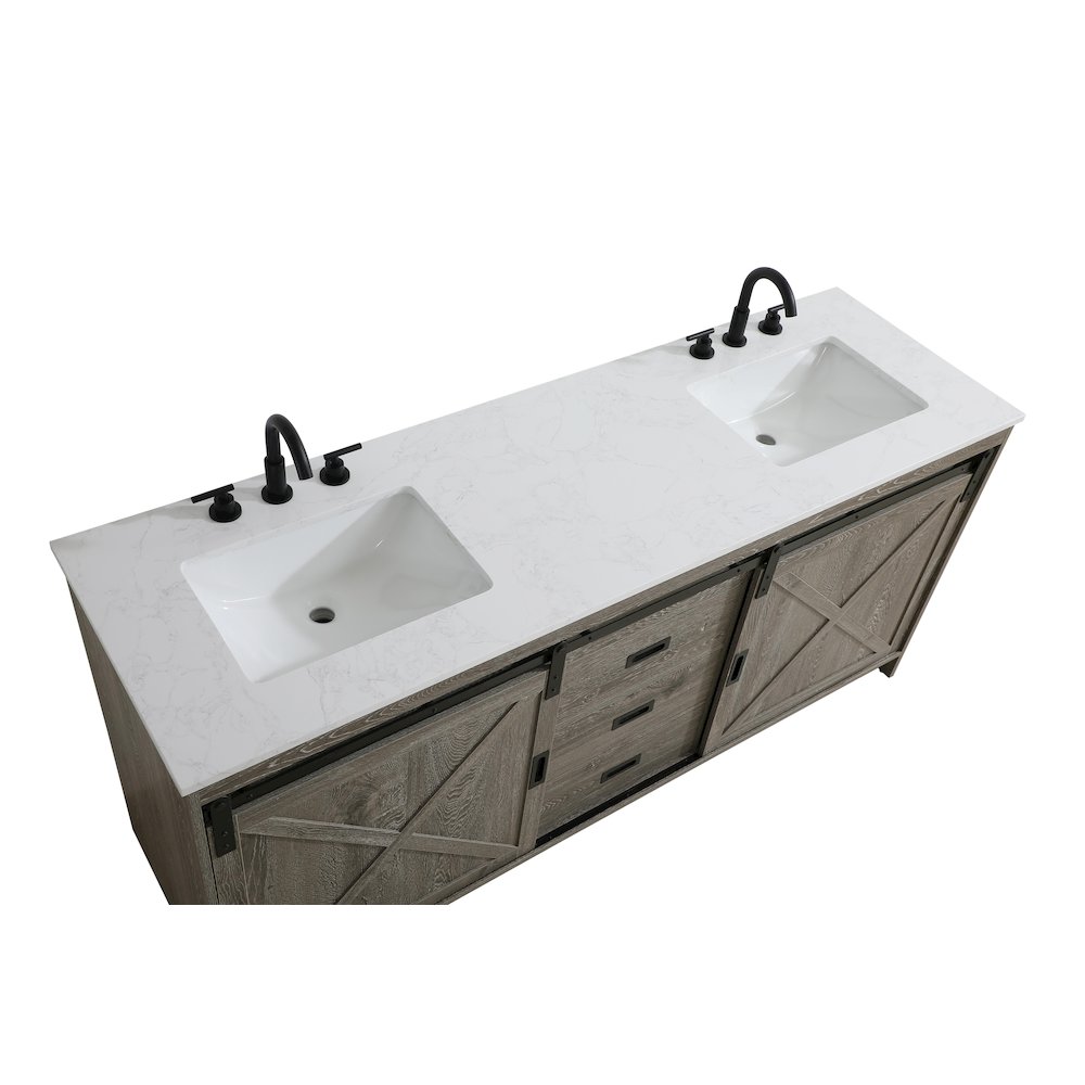 Austin 72 Inch Double Bathroom Vanity In Rustic Grey. Picture 9