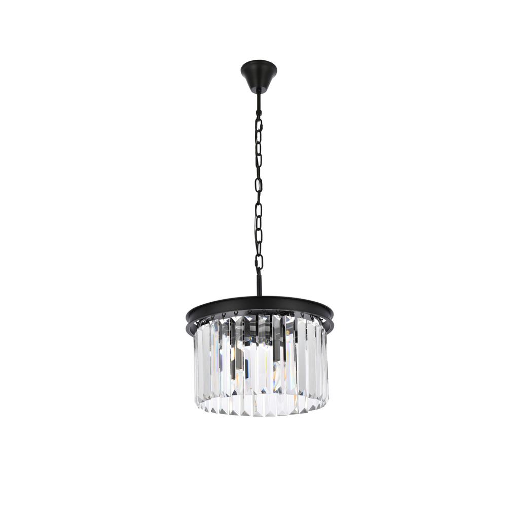 Sydney 3 light Matte Black Pendant Clear Royal Cut Crystal. Picture 6