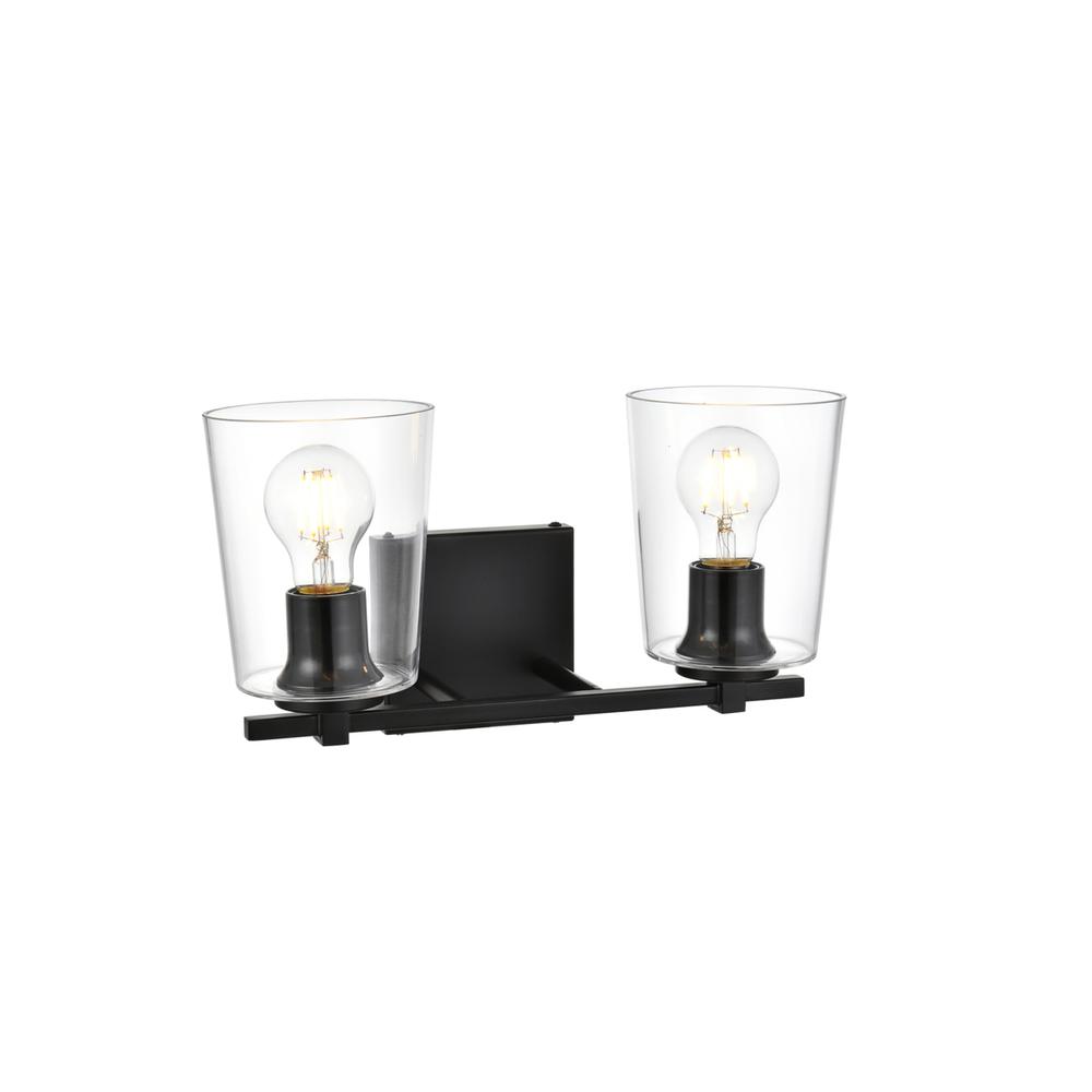 Kacey 2 light Black and Clear Bath Sconce. Picture 3