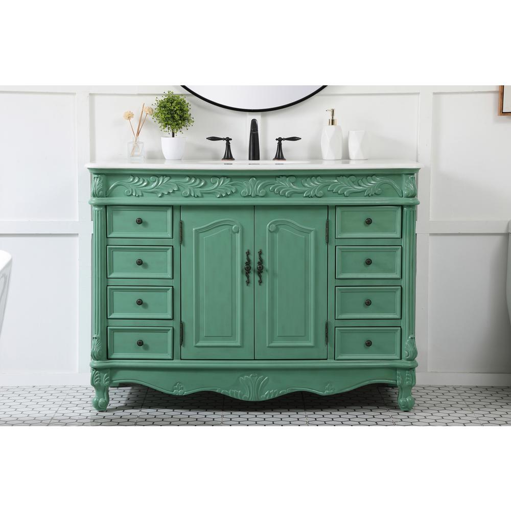 48 inch Single Bathroom vanity in vintage mint. Picture 12