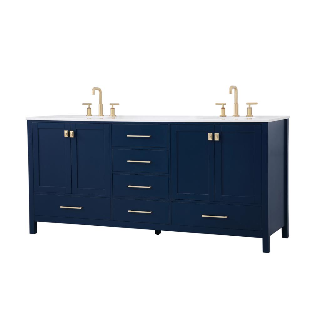 72 inch Double Bathroom Vanity in Blue. Picture 6