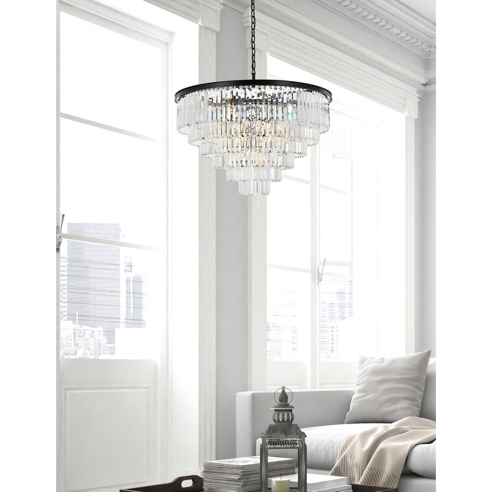 Sydney 33 light Matte Black Chandelier Clear Royal Cut Crystal. Picture 8