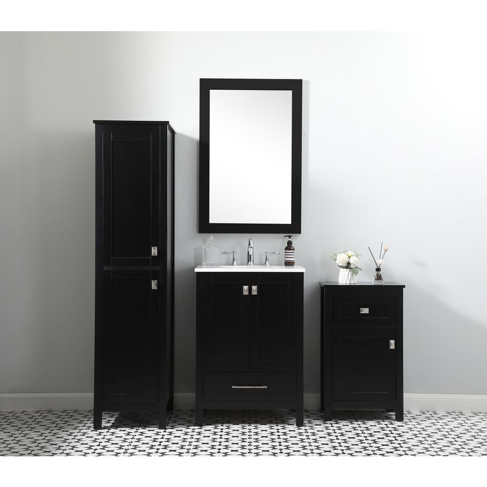 18 Inch Wide Bathroom Storage Freedstanding Cabinet In Black. Picture 10