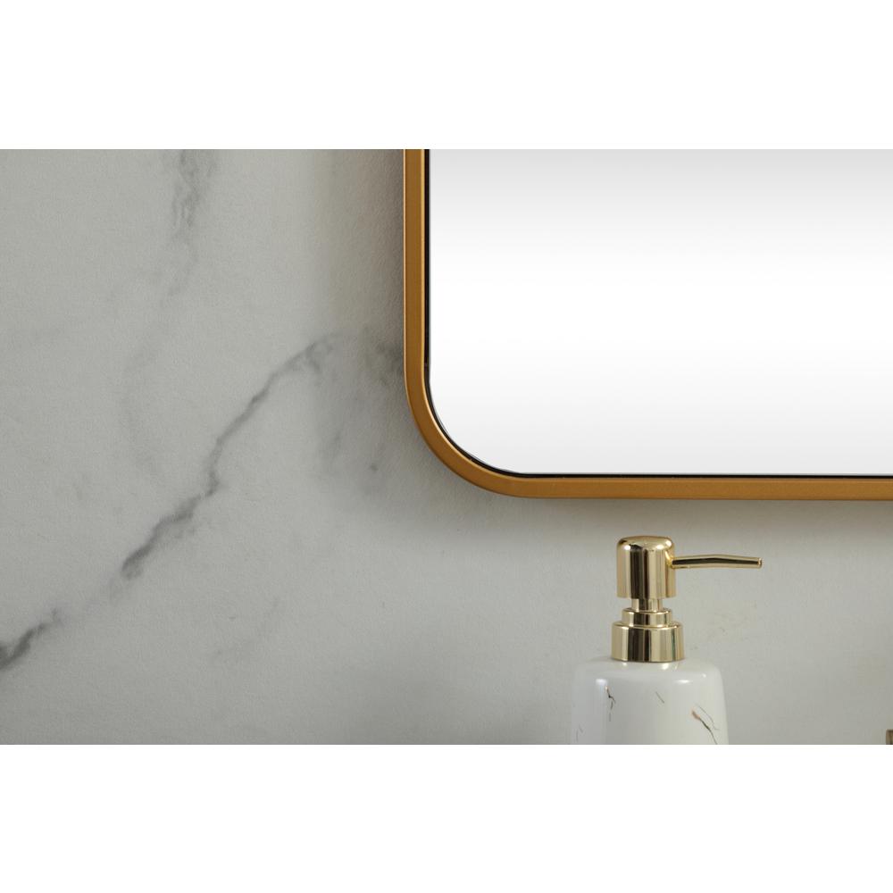 Soft corner metal square mirror 30x30 inch in Brass. Picture 5