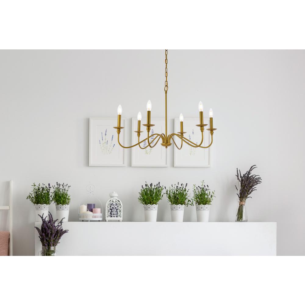 Rohan 30 inch chandelier in brass. Picture 8