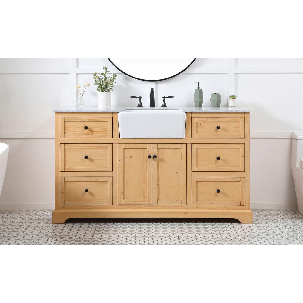 60 inch Single bathroom vanity in natural wood. Picture 14