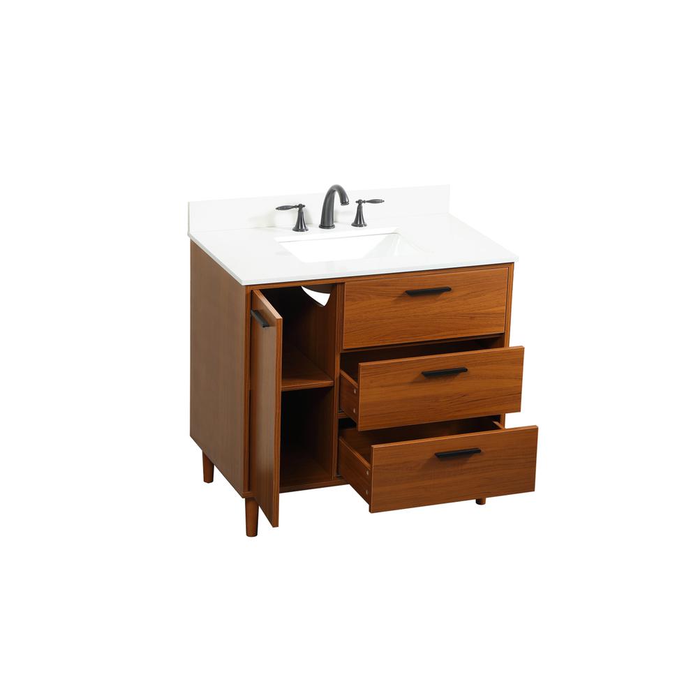 36 inch bathroom vanity in Teak with backsplash. Picture 9