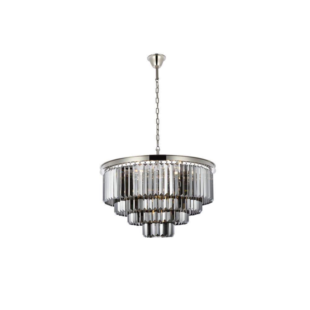 Sydney 17 light polished nickel Chandelier Silver Shade (Grey) Royal Cut Crystal. Picture 1