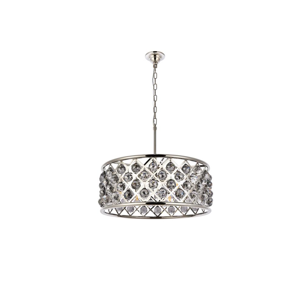 Madison 6 light polished Nickel Chandelier Silver Shade (Grey) Royal Cut Crystal. Picture 6