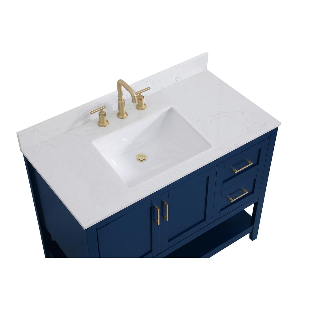 42 inch Single Bathroom Vanity in Blue with Backsplash. Picture 11