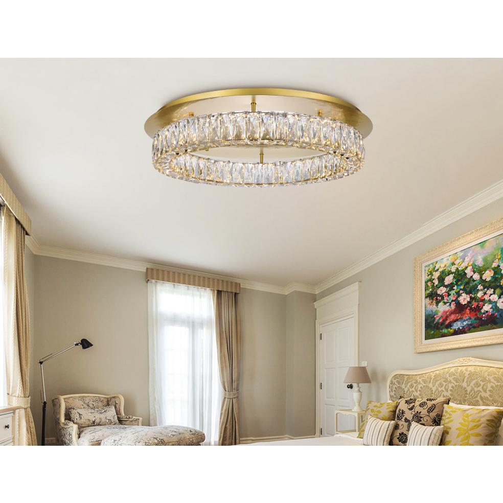 Monroe LED light gold Flush Mount Clear Royal Cut Crystal. Picture 7