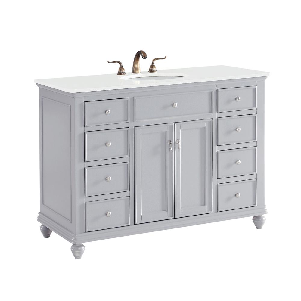 48 inch Single Bathroom vanity in Light Grey with ivory white engineered marble. Picture 6