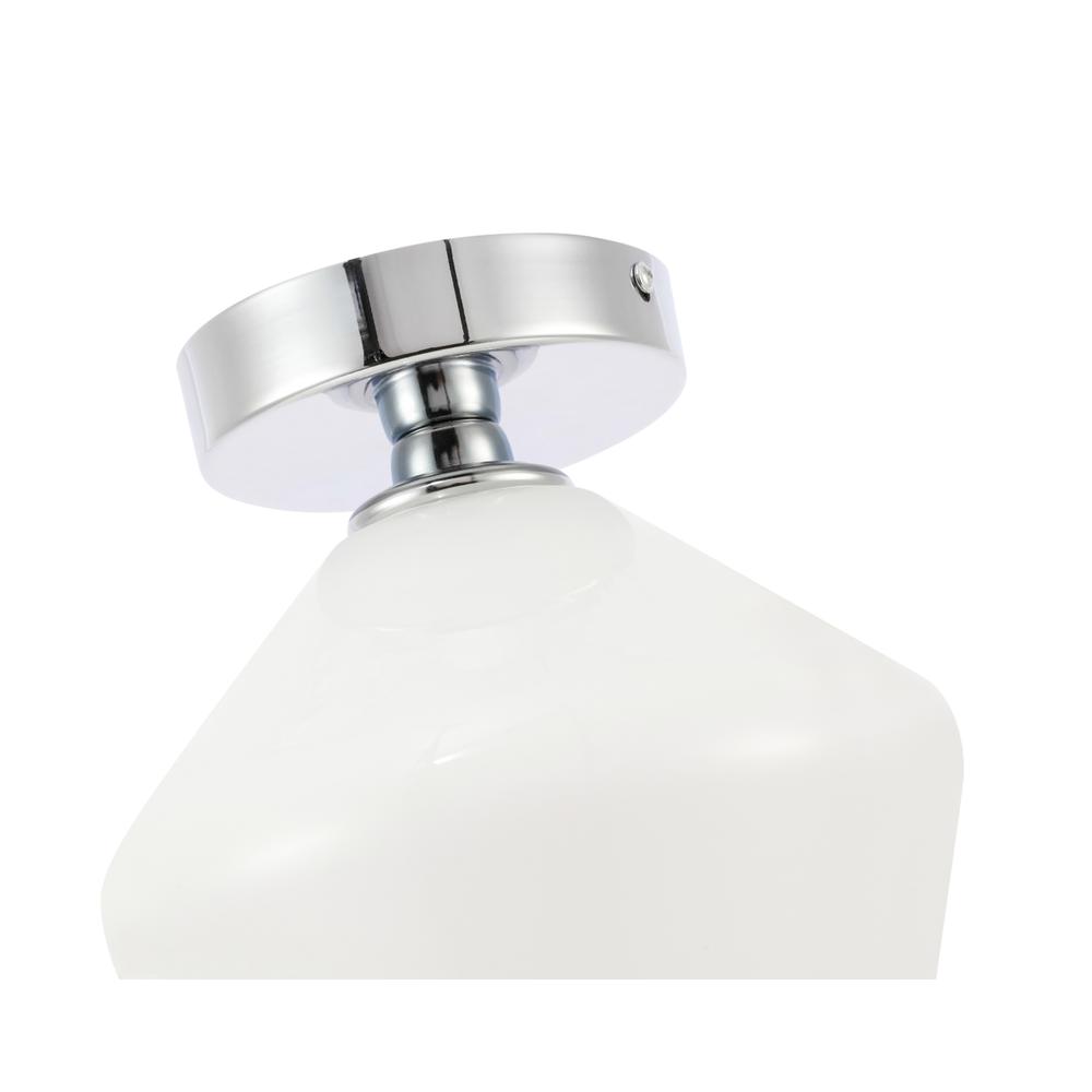 Gene 1 light Chrome and Frosted white glass Flush mount. Picture 9