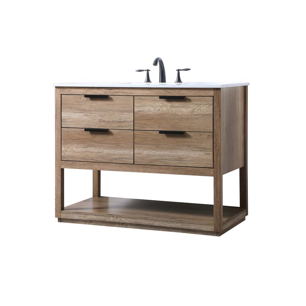 42 Inch SIngle Bathroom Vanity In Natural Oak. Picture 7