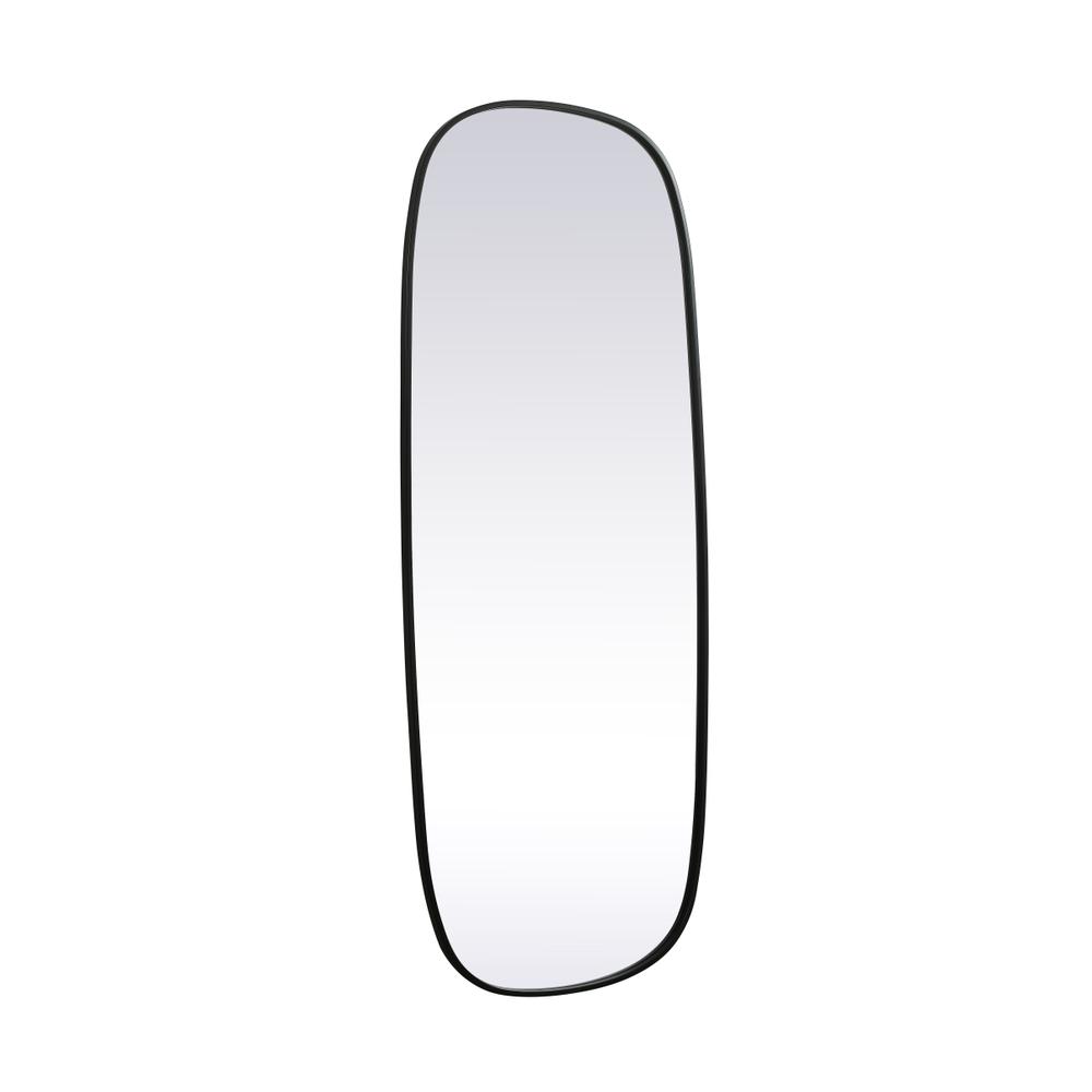 Metal Frame Oval Mirror 24x60 Inch in Black. Picture 7