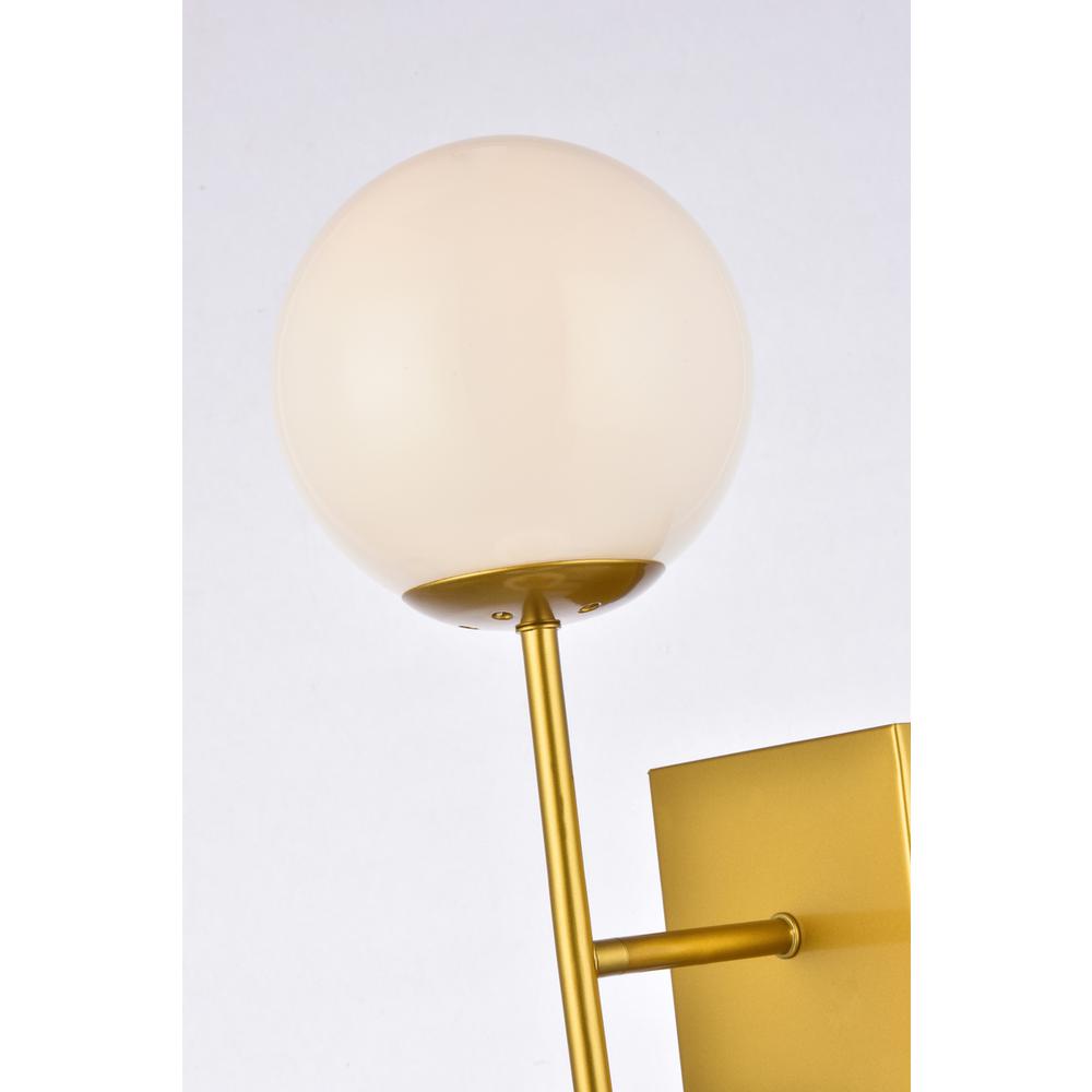 Neri 2 lights brass and white glass wall sconce. Picture 4