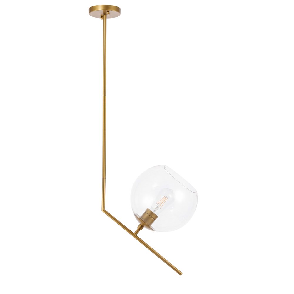 Ryland 1 Light Brassand Clear Glass Pendant. Picture 3