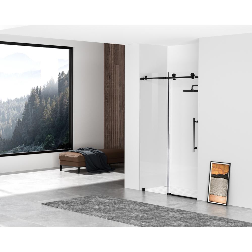 Frameless shower door 48 x 76 Matte Black. Picture 2