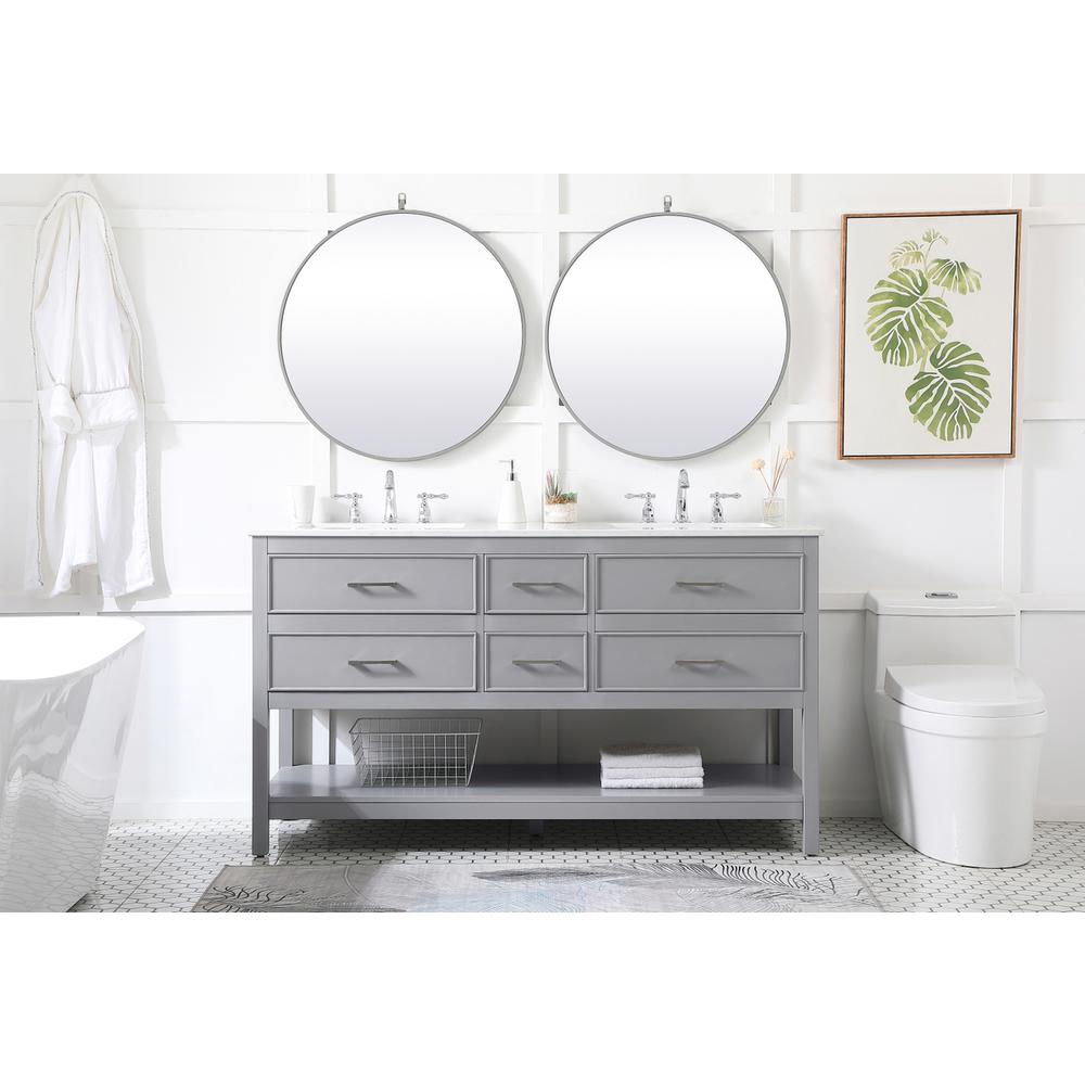 60 inch double bathroom vanity in gray. Picture 4