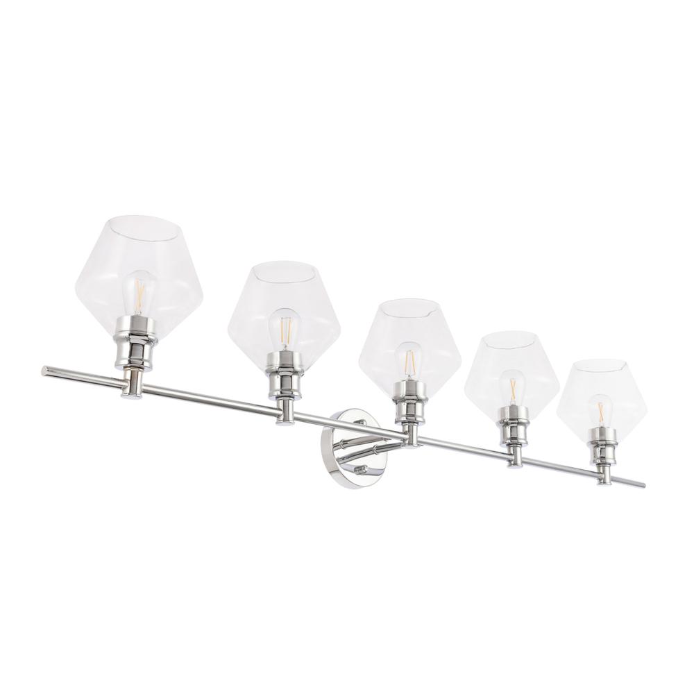 Gene 5 light Chrome and Clear  glass Wall sconce. Picture 8
