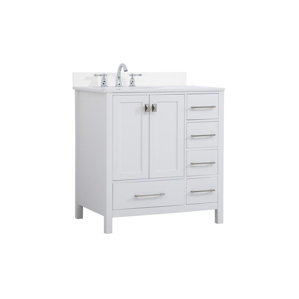 32 inch Single Bathroom Vanity in White with Backsplash. Picture 7
