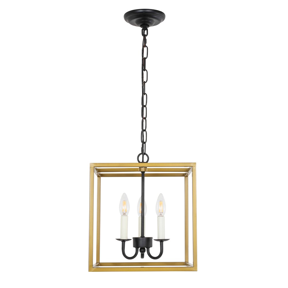 Eclipse 3 Light Brass And Black Pendant. Picture 3