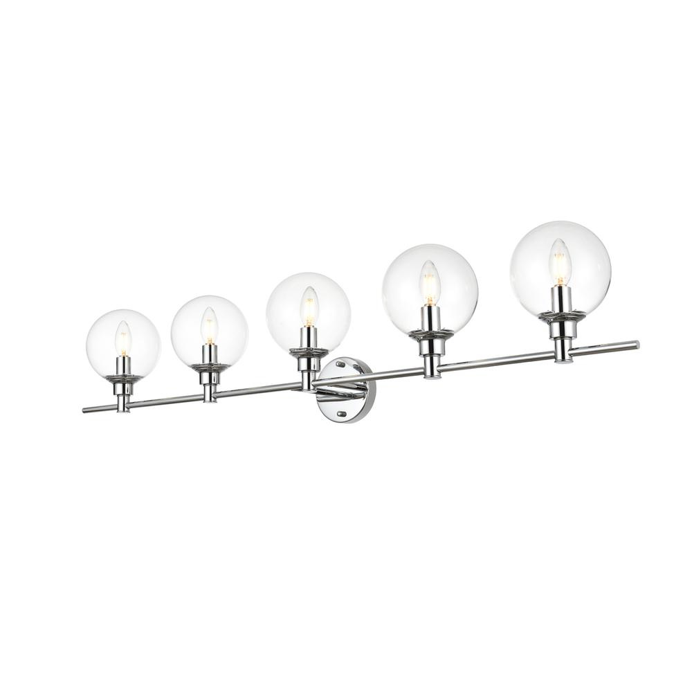 Jaelynn 5 light Chrome and Clear Bath Sconce. Picture 2