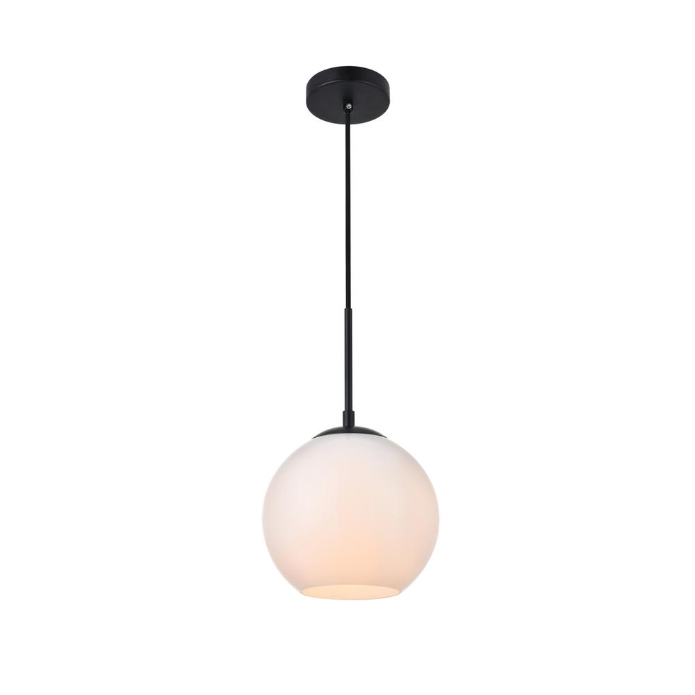 Baxter 1 Light Black Pendant With Frosted White Glass. Picture 2