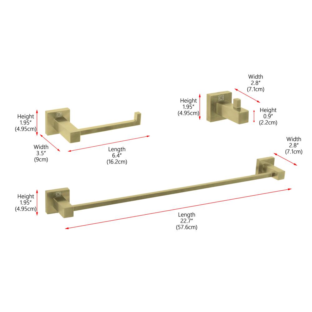 Isla 3-Piece Bathroom Hardware Set in Brushed Gold. Picture 9