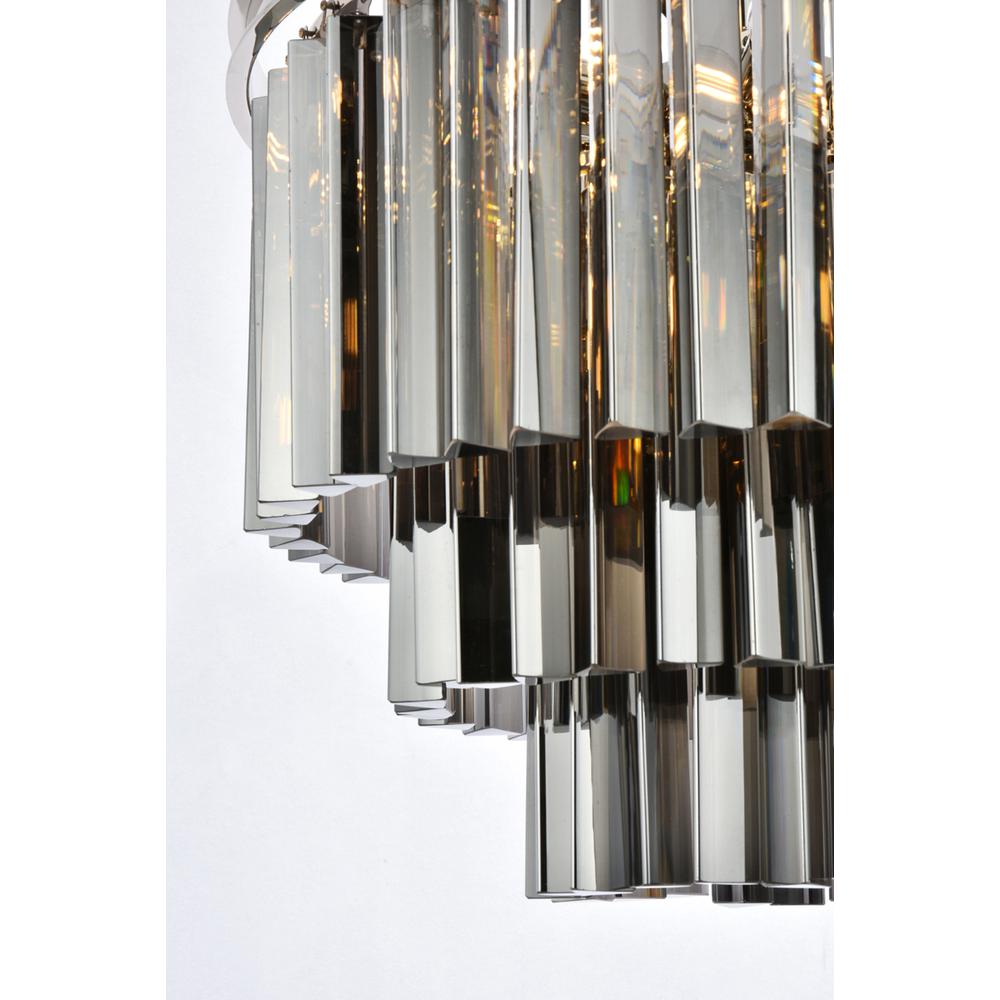 Sydney 9 light polished nickel Chandelier Silver Shade (Grey) Royal Cut Crystal. Picture 3