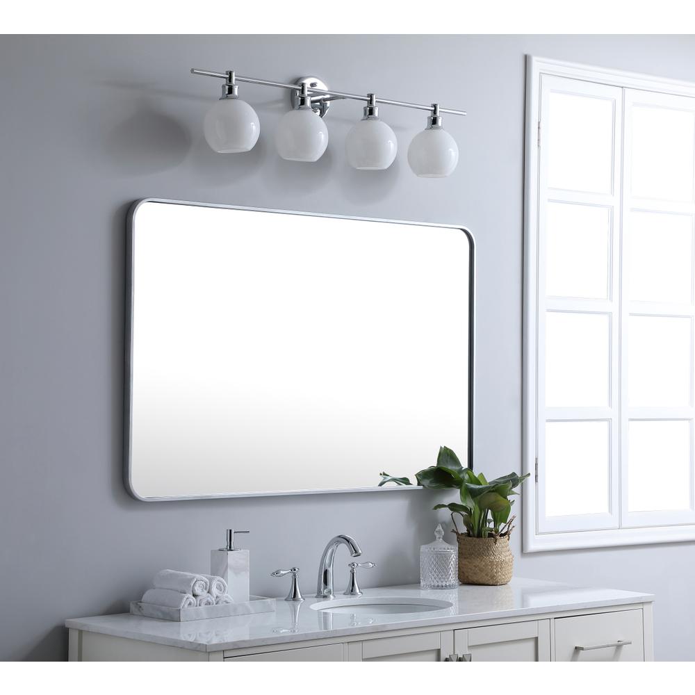 Soft corner metal rectangular mirror 30x48 inch in Silver. Picture 2
