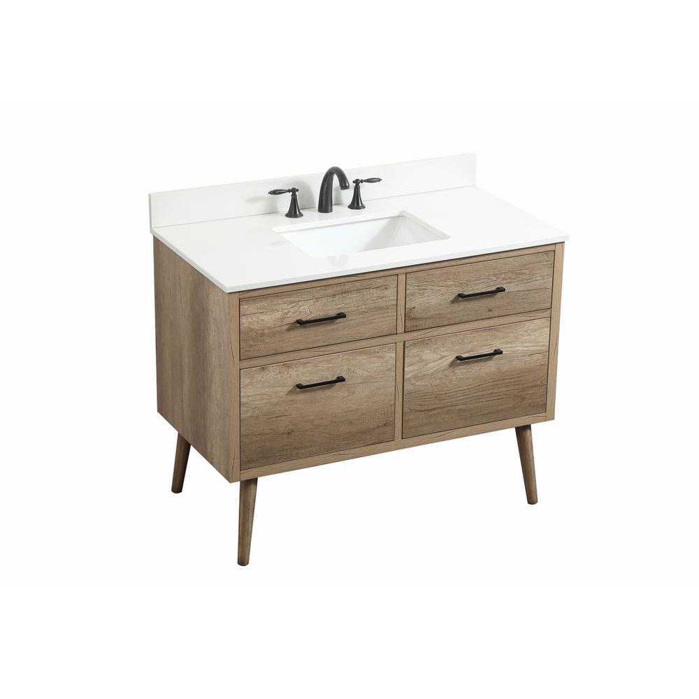 42 inch Single bathroom vanity in natural oak with backsplash. Picture 8