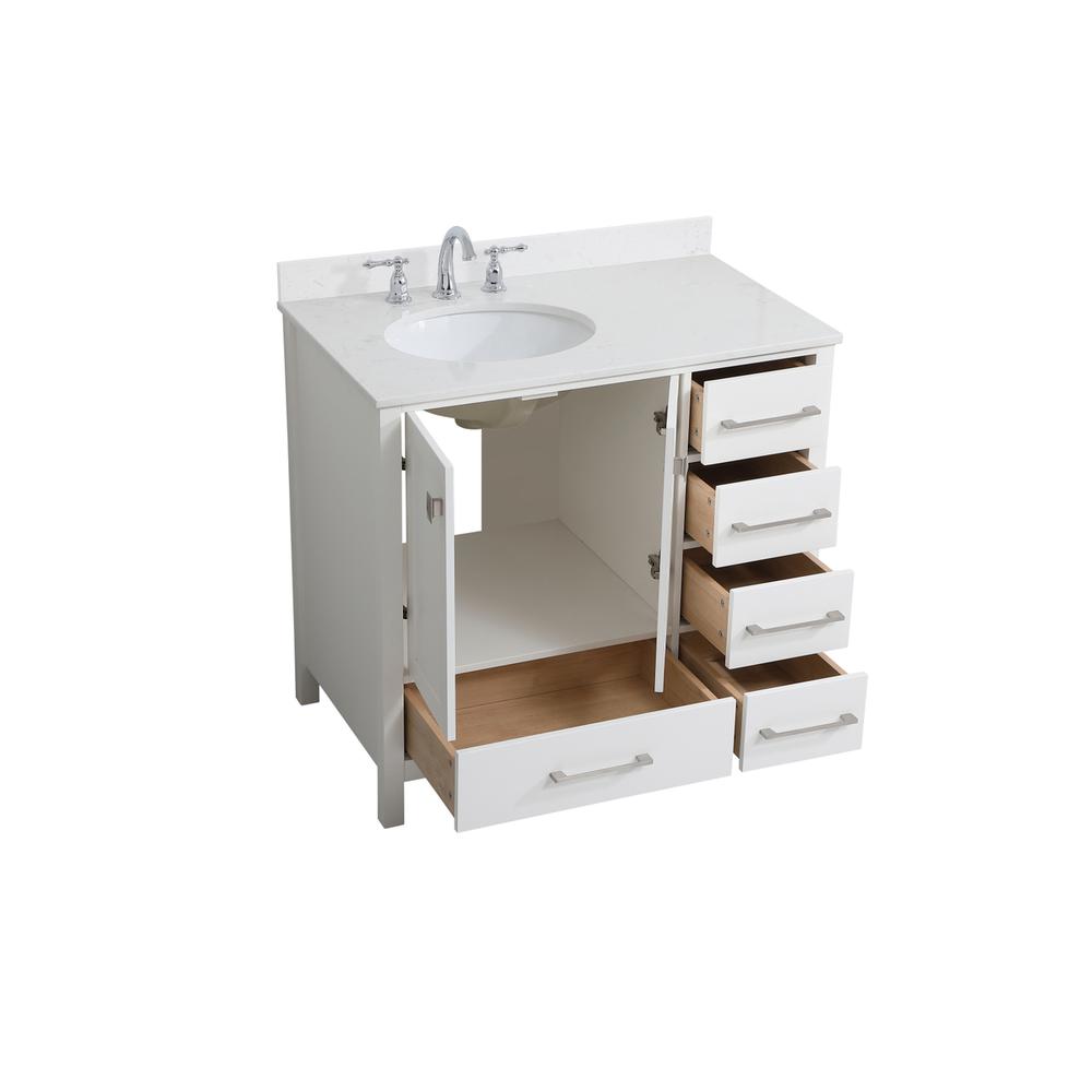 36 inch Single Bathroom Vanity in White with Backsplash. Picture 9