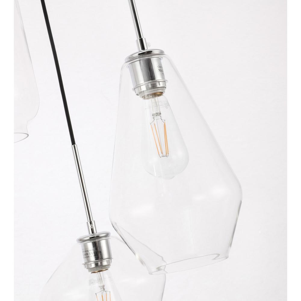 Gene 3 light Chrome and Clear glass pendant. Picture 8