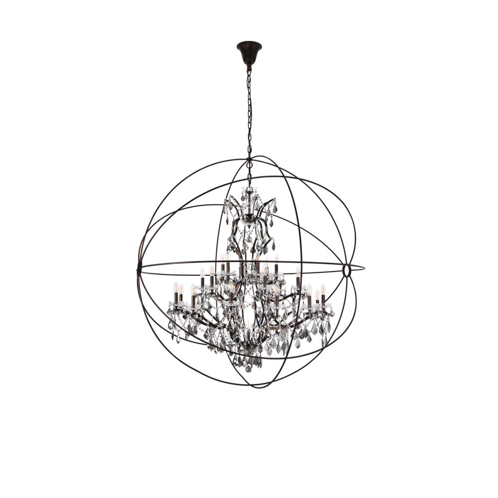Geneva 25 light Dark Bronze Chandelier Silver Shade (Grey) Royal Cut crystal. Picture 6