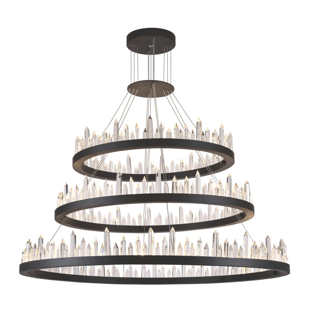 Malta 128 light Satin Dark Grey Chandelier Clear Royal Cut Crystal. Picture 1