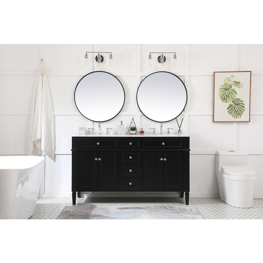 60 inch double bathroom vanity in Black. Picture 4