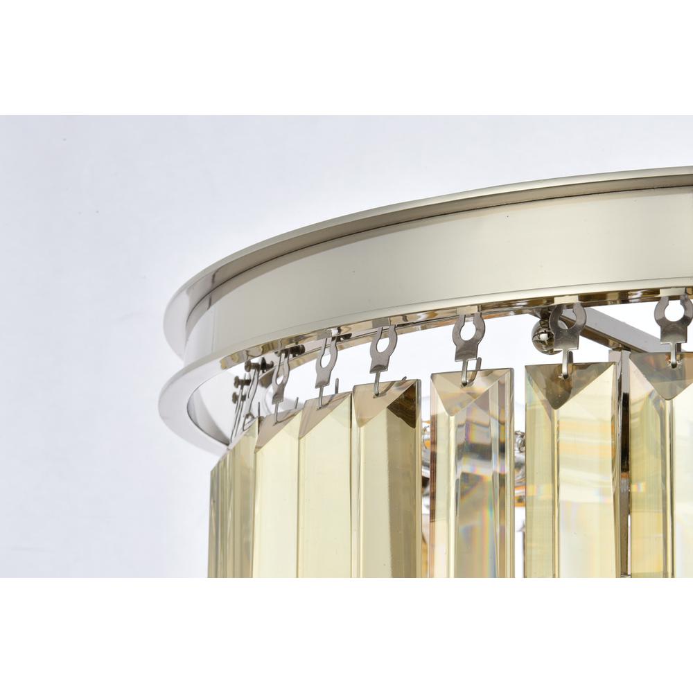 Sydney 9 light polished nickel Chandelier Golden Teak (Smoky) Royal Cut Crystal. Picture 5